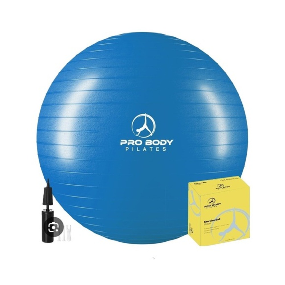 ProBodyโ Pilates 55cm Exercise Ball Sky Blue Yoga Stability Core Balance w/ Pump